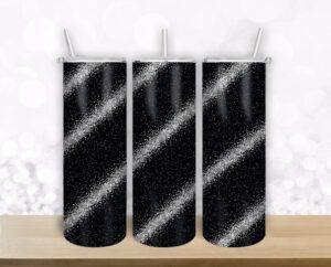 Black Grey Glitter Confetti  design for 20oz Straight/ Tapered Tumbler Template for Sublimation - Full Tumbler Wrap - PNG Download Tamara