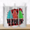 Christmas Teacher glitter Design - 20oz Straight/ Tapered Tumbler Design Template for Sublimation - Full Tumbler Wrap - PNG Download