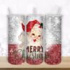 Glitter Santa Red and Silver Christmas Design - 20oz Straight/ Tapered Template for Sublimation - Full Tumbler Wrap - PNG Download