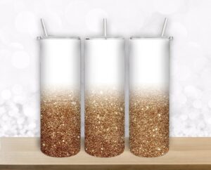 Golden Glitter Confetti design for 20oz Straight/ Tapered Tumbler Template for Sublimation - Full Tumbler Wrap - PNG Download Tamara