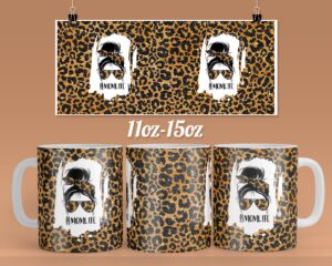 Mama Leopard design for 11 & 15oz coffee mug - Ready to press mug sublimation designs Wrap  - PNG mug template Download