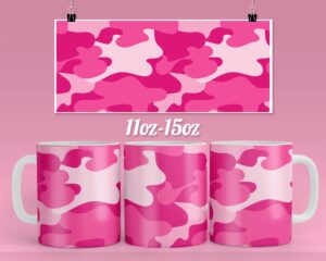 Pink Camouflage Military coffee mug design for 11 & 15oz mug - Ready to press mug sublimation designs Wrap  - PNG mug template Download