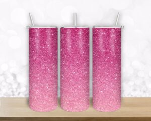 Pink glitter - 20oz Straight/ Tapered Tumbler Design Template for Sublimation - Full Tumbler Wrap - PNG Download