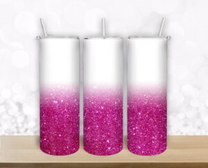 Pink glitter confetti design for 20oz Straight/ Tapered Tumbler Design Template for Sublimation - Full Tumbler Wrap - PNG Download Tamara