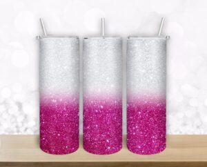 Pink silver Glitter Confetti  design for 20oz Straight/ Tapered Tumbler Template for Sublimation - Full Tumbler Wrap - PNG Download Tamara