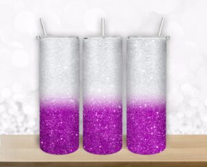 Purple silver Glitter Confetti  design for 20oz Straight/ Tapered Tumbler Template for Sublimation - Full Tumbler Wrap - PNG Download Tamara