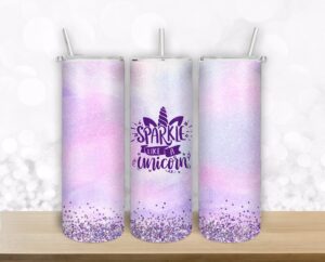 Sparkle like a unicorn Glitter design for 20oz Straight / Tapered Tumbler Template for Sublimation - Full Tumbler Wrap - PNG Download Tamara