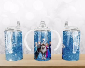 Frozen characters sippy cup tumbler Design | sublimation design for 12 oz kids cup. Straight sided cup template png digital tumbler download
