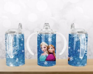 Frozen princess sippy cup tumbler Design | sublimation design for 12 oz tumblers. Kids cup glitter template png digital tumbler download