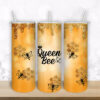 Queen Bee 20Oz Skinny tumbler sublimation design | Digital Download Straight water slide Tumbler glitter drip design png bumble bee tumbler